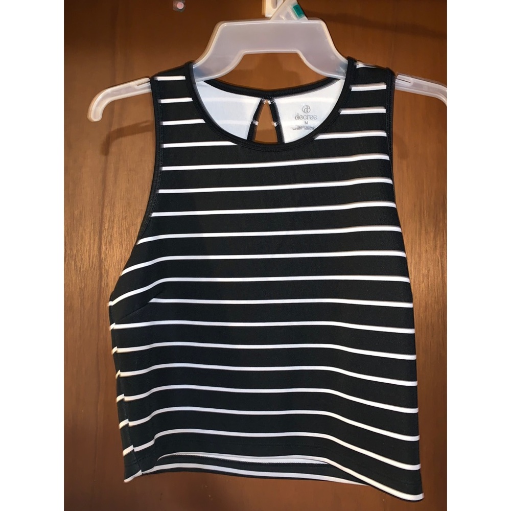 Striped Keyhole-back Crop Top